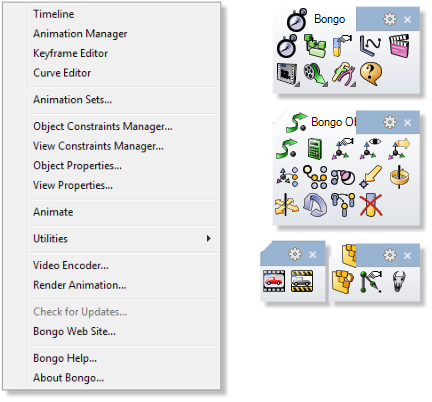 Bongo toolbar and menu